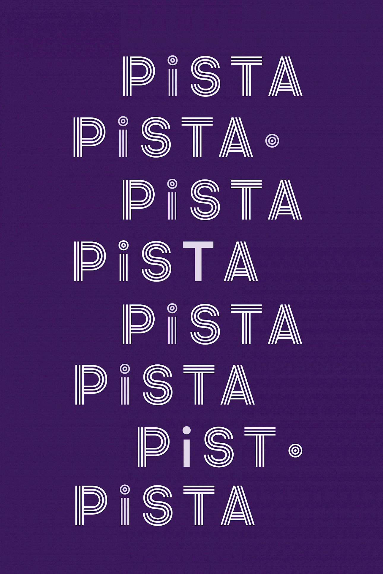 ALKANARA - Cartaz com fundo cor de laranja e uma lista feita com o logotipo do programa PISTA desenhado a branco e verde. - ©